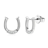 RAPRGOLD Moissanite Exquisite Horseshoe Stud Earring for Women 925 Sterling Silver Piercing Earrings Fine Jewelry Gift Pendiente silver color