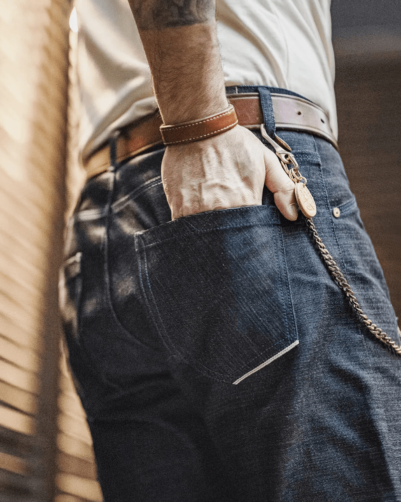 Raw denim jeans