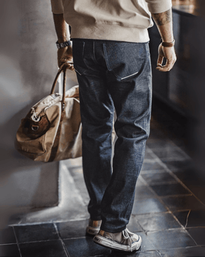 Raw denim jeans