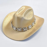 Rhinestone Fedora Cowboyhatt Guld / One Size