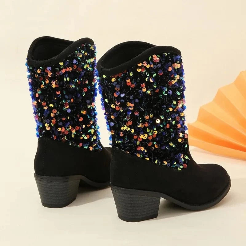Cowboyboots barn med glittrande paljettdekor