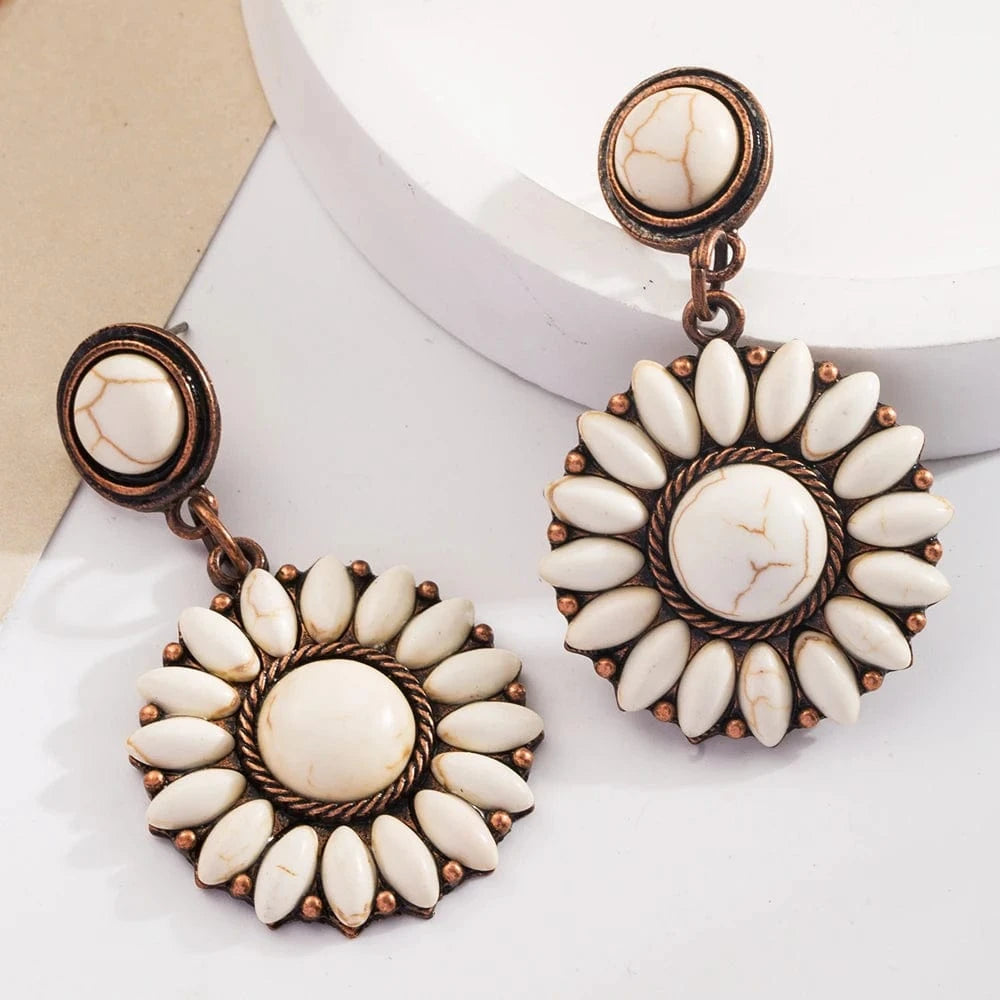 Stora bohemiska statement-örhängen med turkos