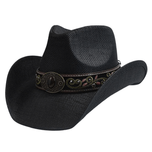 Stråcowboyhatt med Broderad Rem