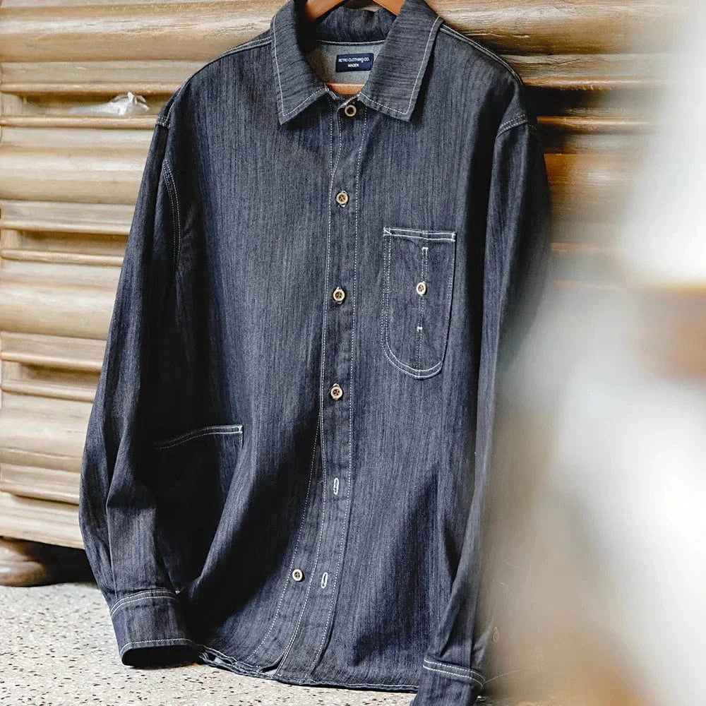 Vintage jeansskjorta herr i workwear-stil