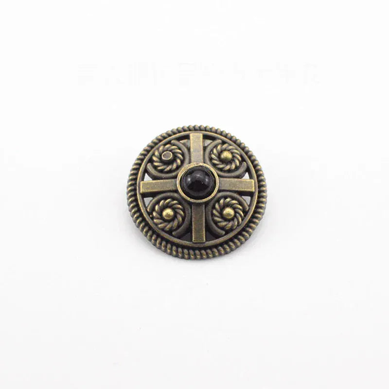 Vintage rund concho med sten Guld svart