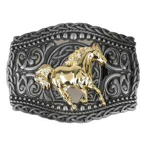 Western Bältesspänne i Metall med Präglad Design Häst