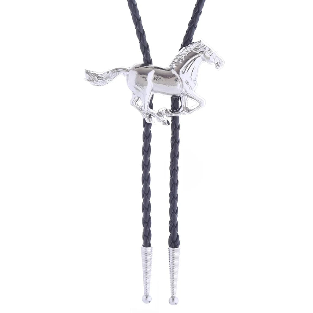 Western Bolo Tie med galopperande häst Silver