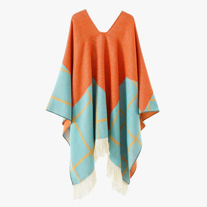 Western poncho Stjärna orange / One Size