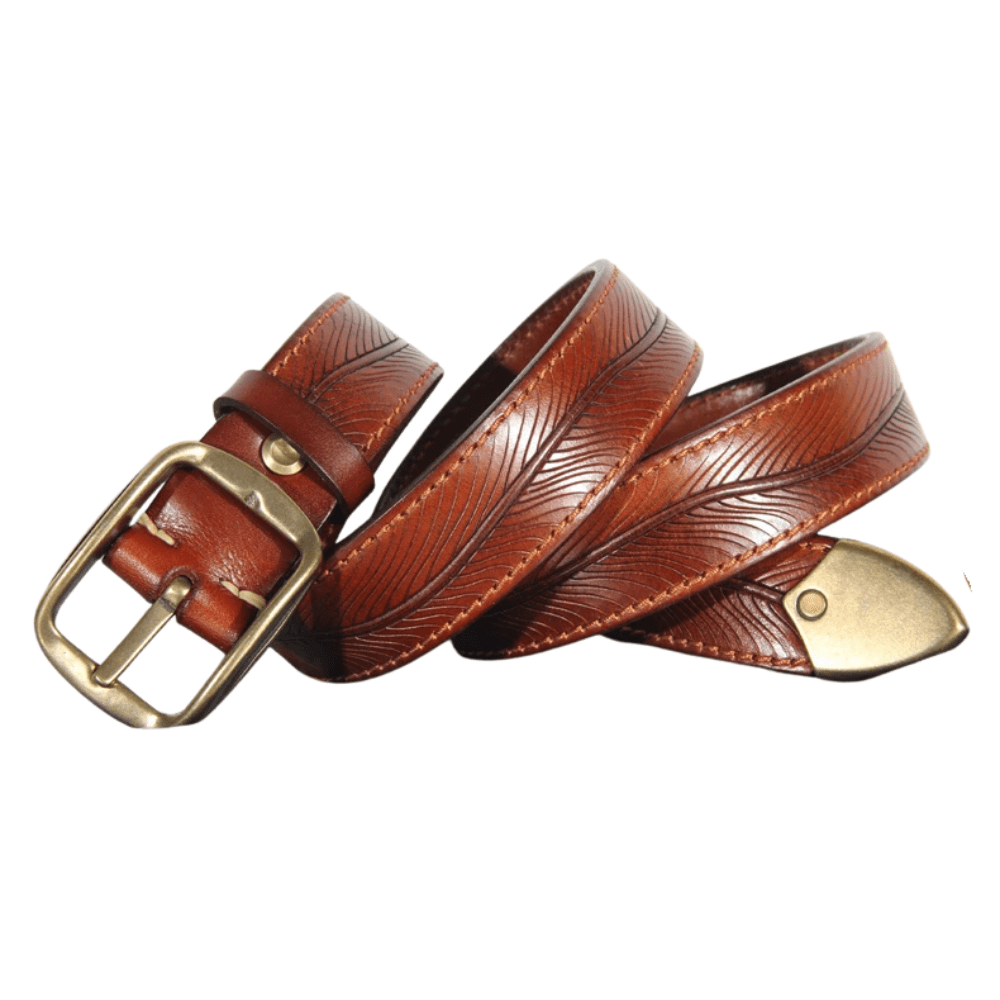 Westernbälte i äkta läder med kopparspänne