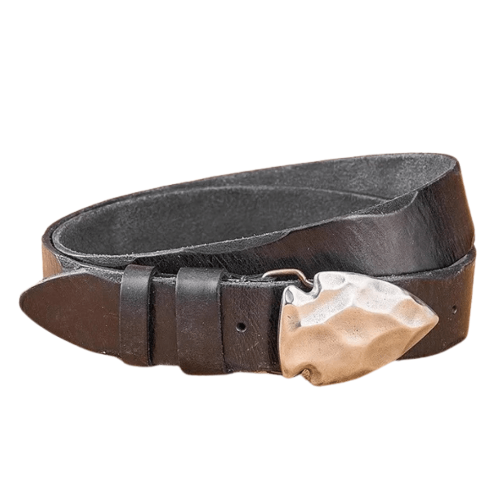 Westernbälte i Äkta Läder med Pilformat Spänne Svart / 110cm