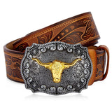 Westernbälte i Präglat Läder med Utbytbar Design Brun med spänne / 105cm