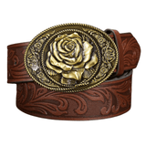 Westernbälte med rosenspänne Mörkbrun / 120cm