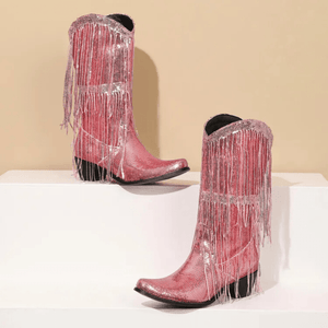 Westernboots med Glittrande Fransdesign