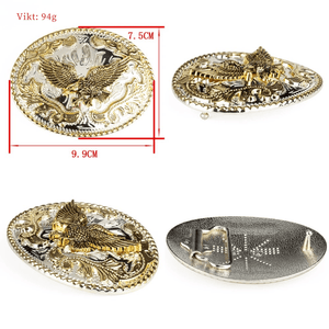 Westernläderbälte med gyllene örnspänne