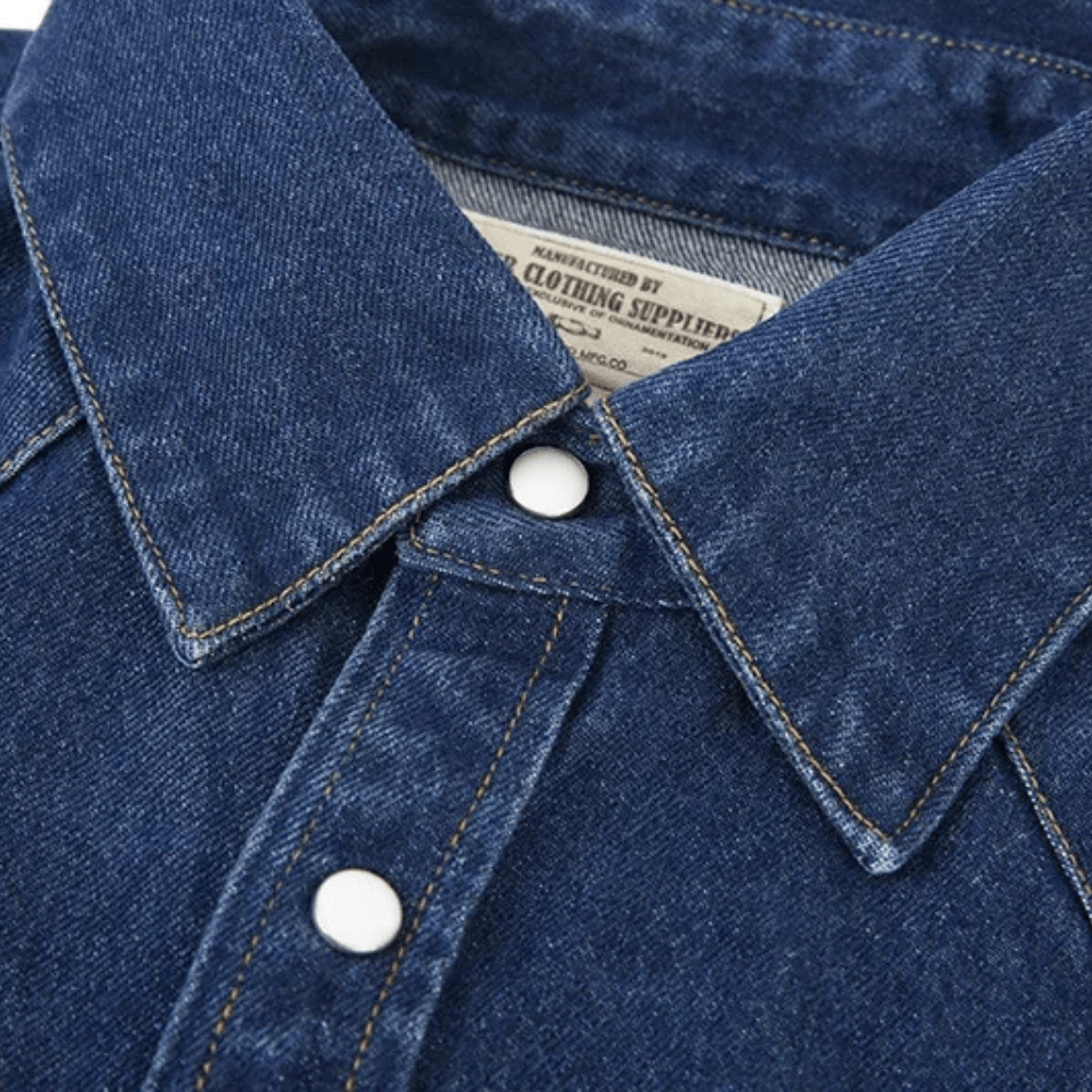 Westernskjorta i tvättad denim