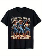 "Where Them Fans At Boots On The Ground" cowgirl T-shirt Svart / S