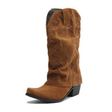 Slouchiga Cowboyboots i Mocka för Dam Brun / 36