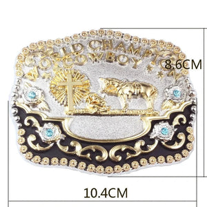World Champion Cowboy Bältesspänne Guld Silver Turkis Detaljer Silver och guld