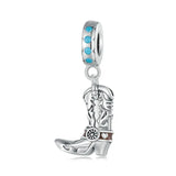 WOSTU Vintage 925 Sterling Silver Western Cowboy Leather Pendant Dream Catcher Charm Fit Original Bracelet DIY Jewelry Making SCC2566
